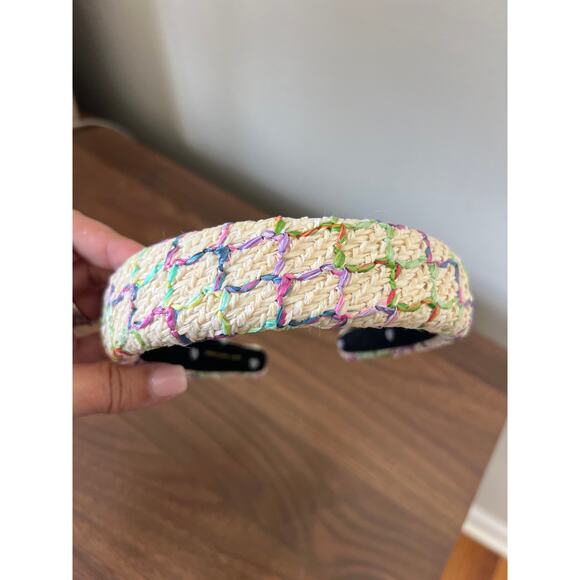 NEW Lele Sadoughi Raffia Alice Headband Women's Mermaid Rainbow One Size - Picture 2 of 7